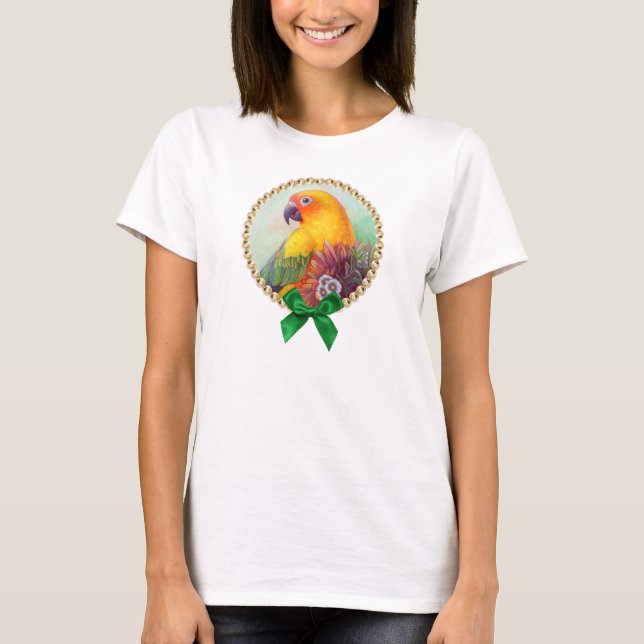 Sunconure und -Blumen T-Shirt (Vorderseite)