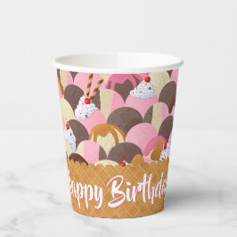 Sundae Ice Cream Birthday Pappbecher