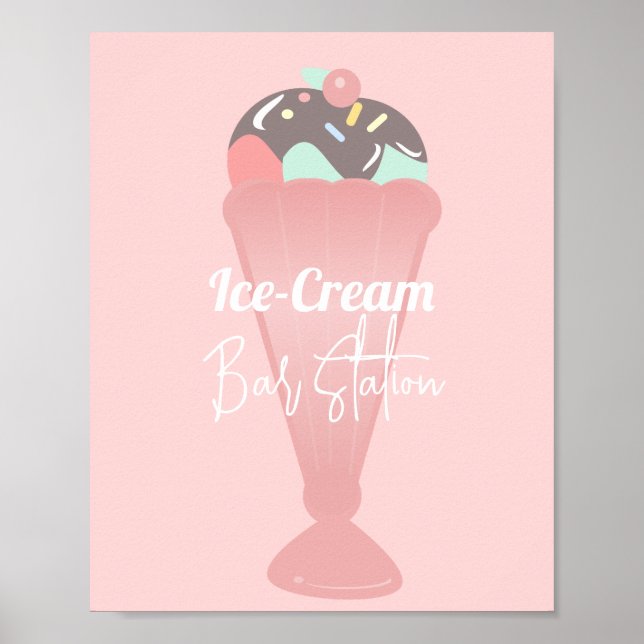 Sundae Ice Cream Party Sign Poster (Vorne)