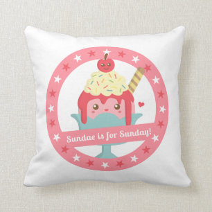 Sundae ist für Sonntag! Süßer Cartoon-Sundae Kissen
