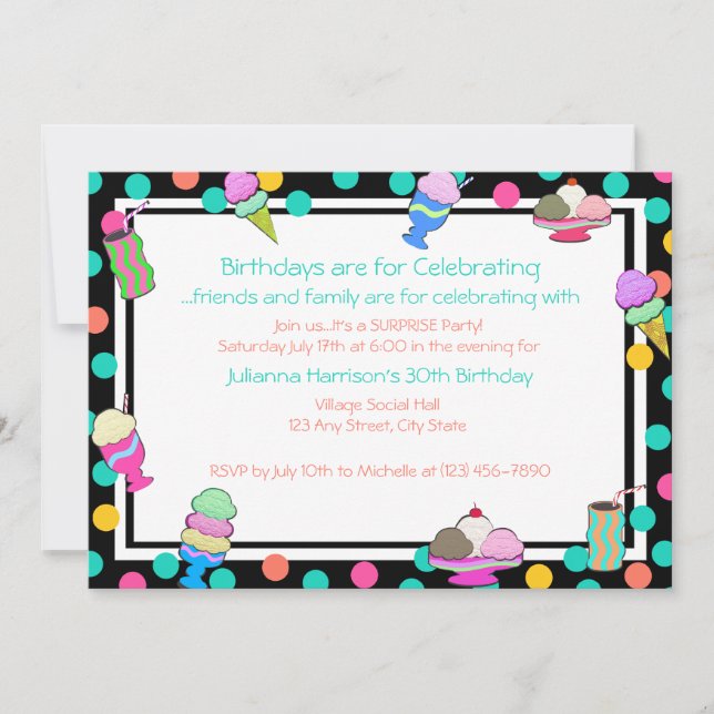 Sundae Shoppe Invite Einladung (Vorderseite)