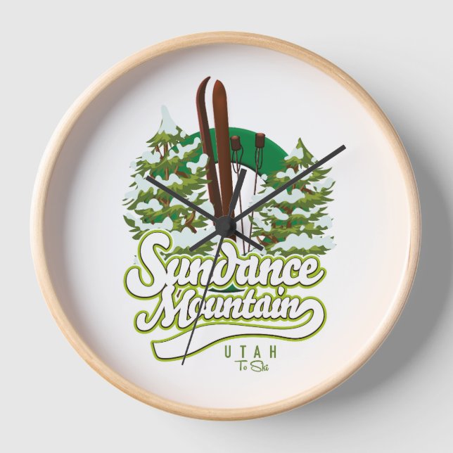 Sundance Mountain - Utah Ski Logo Uhr (Vorderseite)
