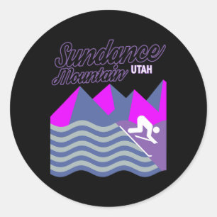 Sundance Mountain Utah Usa Ski Resort Snowboarden Runder Aufkleber
