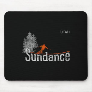 Sundance Utah Stil der 80er Jahre Vintage Skifahre Mousepad