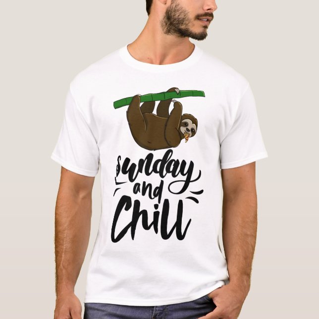 Sunday & Chill Funny Sleepy Head Lazy Sloth Liebe  T-Shirt (Vorderseite)