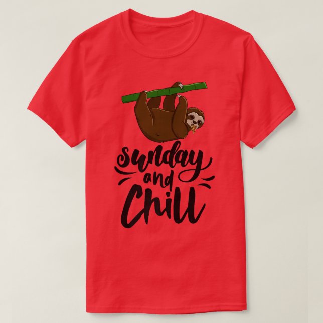 Sunday & Chill Funny Sleepy Head Lazy Sloth Liebe  T-Shirt (Design vorne)