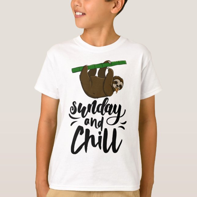 Sunday & Chill Funny Sleepy Head Lazy Sloth Liebe  T-Shirt (Vorderseite)