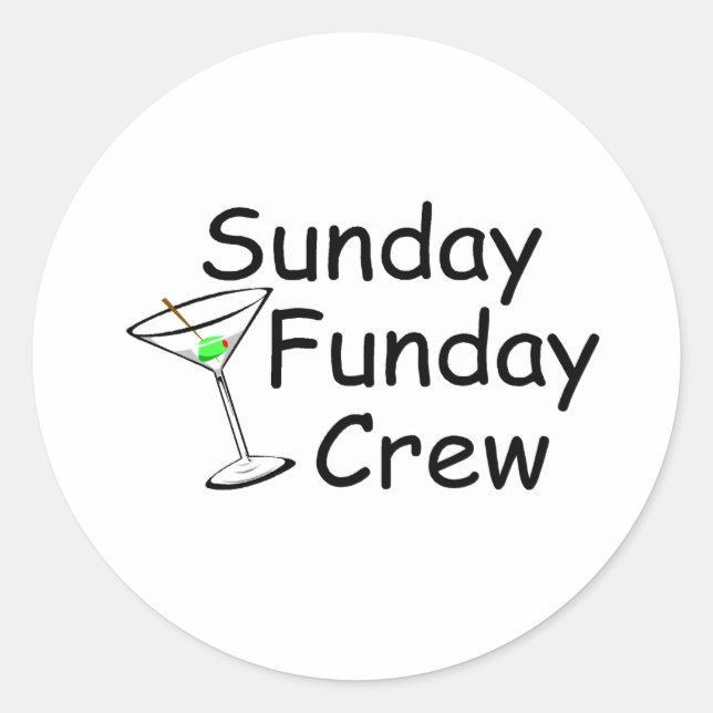 Sunday Funday Crew Martini Runder Aufkleber (Vorderseite)