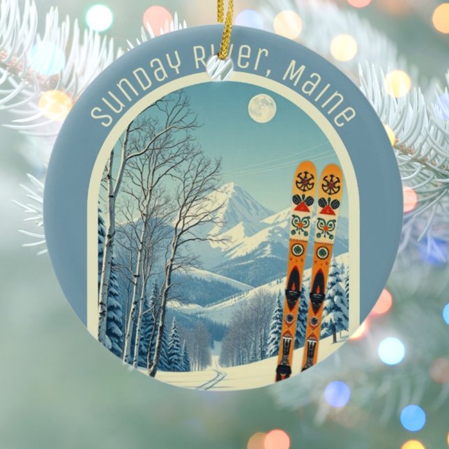 Sunday River Maine ski area souvenir  Keramik Ornament (Von Creator hochgeladen)