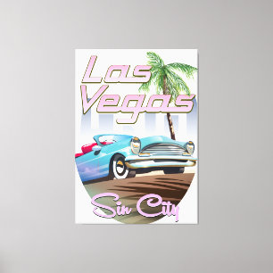 Sündenstadt Las Vegas Reiseplakat 1980er Leinwanddruck