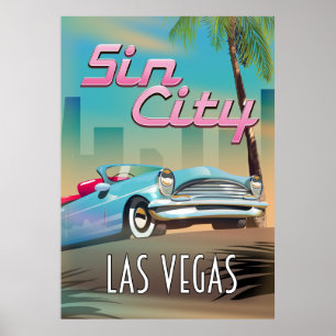 Sündenstadt Las Vegas Reiseplakat Poster