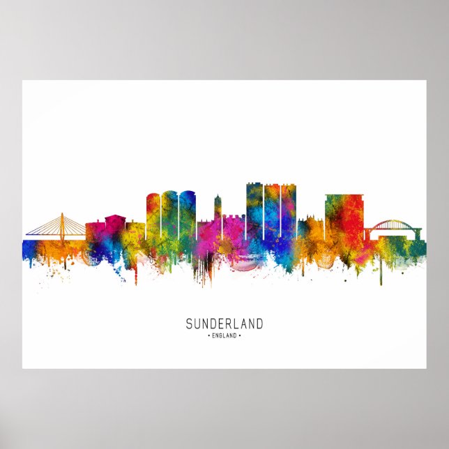 Sunderland England Skyline Poster (Vorne)
