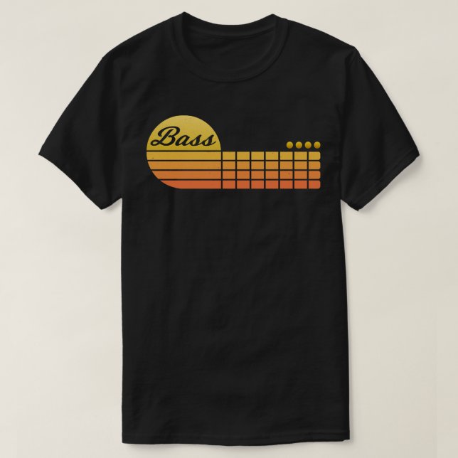 Sundown Groove Retro Bass Guitar Vibes T-Shirt (Design vorne)