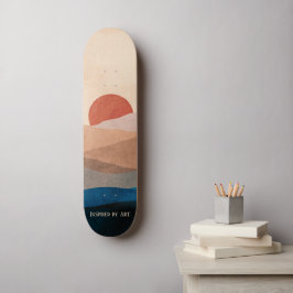 Sundown in the mountains, Watercolor Art Skateboard