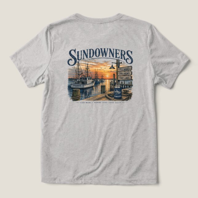 Sundowner am Dock Tri-Blend Shirt (Design Rückseite)