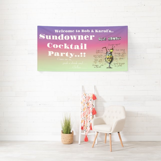 Sundowner Blue Hawaii Cocktail Party Banner (Insitu)