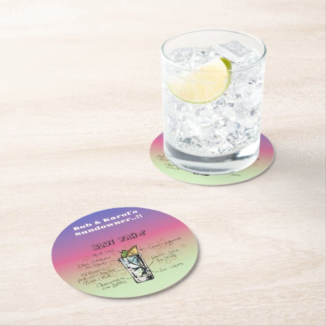 Sundowner Blue Tahoe Cocktail Party Runder Pappuntersetzer (Vor Ort)