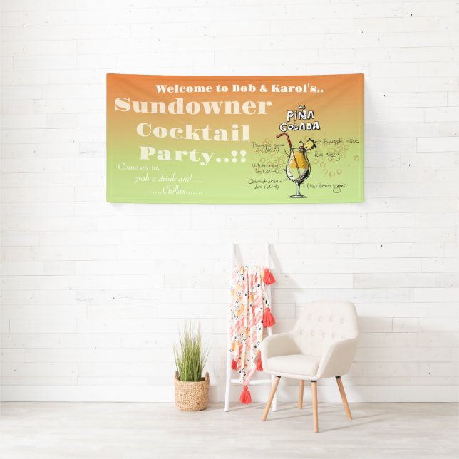 Sundowner Pina Colada Cocktail Party Banner (Insitu)