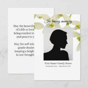 Sundrop weiße Funeral Prayer Card Begleitkarte