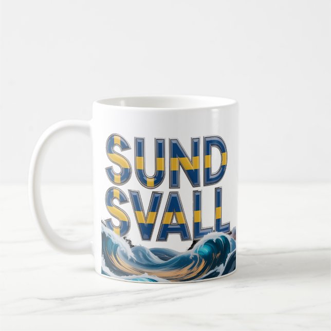 Sundsvall Artistic Ocean Waves Ceramic Mug Kaffeetasse (Links)