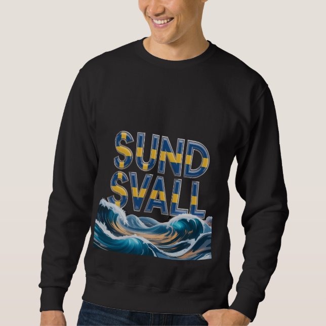Sundsvall Künstlerische Ozeanwellen Grafik Sweatsh Sweatshirt (Vorderseite)