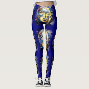 sunface Mondgesicht dunkelblau Leggings