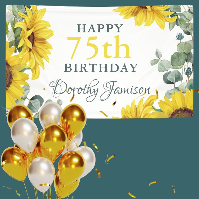 Sunflower 75th Birthday Party Banner (Von Creator hochgeladen)