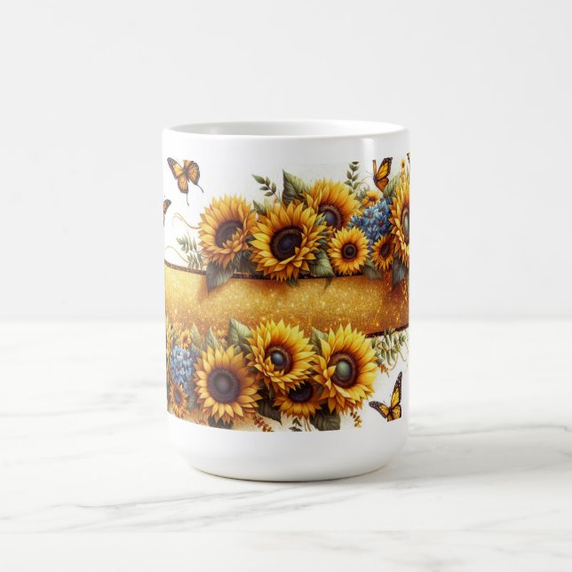 Sunflower and Butterfly Mug Wrap Verwandlungstasse (Zentrum)