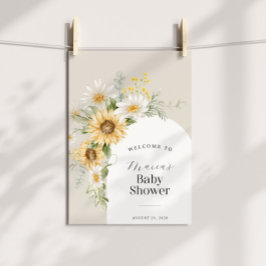 Sunflower and Daisy Baby Shower Welcome Poster