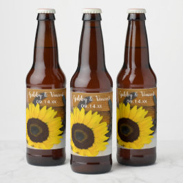 Sunflower and Horseshoe Country Western Wedding Bierflaschenetikett
