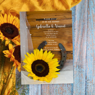 Sunflower and Horseshoe Country Western Wedding Einladung