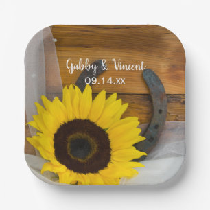 Sunflower and Horseshoe Country Western Wedding Pappteller