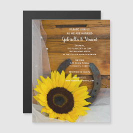 Sunflower and Horseshoe Western Wedding Magneteinladung
