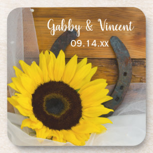 Sunflower and Horseshoe Western Wedding Untersetzer