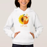 Sunflower and Pumpkin Fall Vibes Hoodie<br><div class="desc">Wrap yourself in cozy charm with this "Fall Vibes" sweatshirt, featuring a stunning design of a half-sunflower, half-pumpkin with delicate golden butterflies fluttering above. It’s the perfect blend of nature's beauty and autumn's warmth, making it a stylish pick for pumpkin patches, bonfire nights, or just sipping cider on the porch....</div>