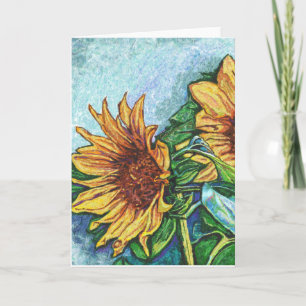 Sunflower Art Folded Blank Greeting Card Karte