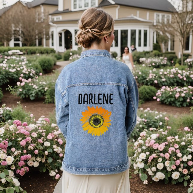 SUNFLOWER ART Personalisiert Denim Jacket Jeansjacke (Hochzeit Rückseite)