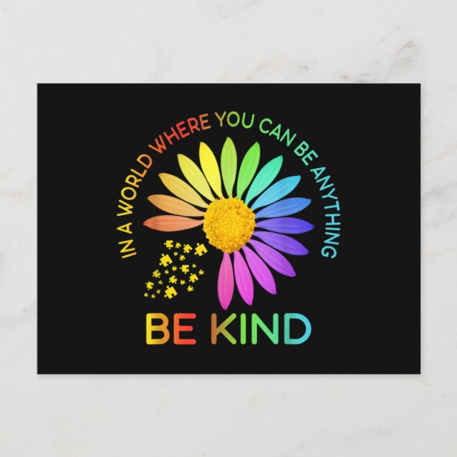 Sunflower Autism Awareness Be Kind Puzzle Mom Postkarte (Vorderseite)