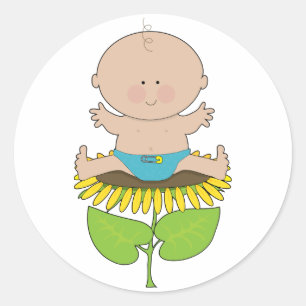 Sunflower Baby Boy Runder Aufkleber