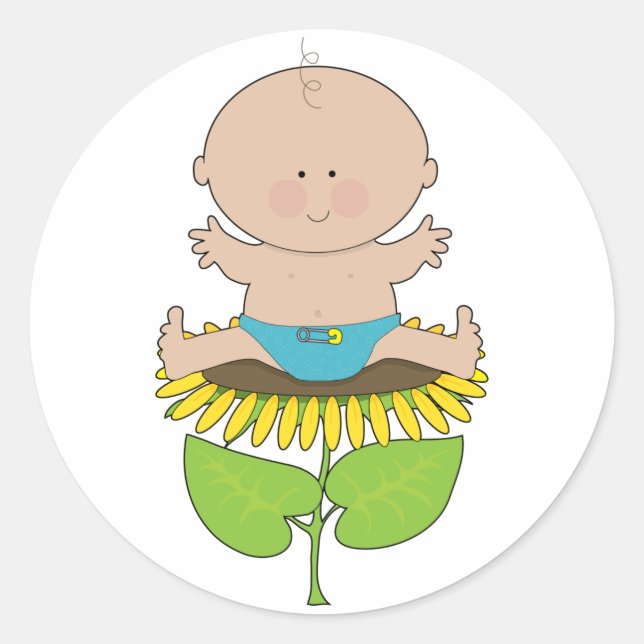 Sunflower Baby Boy Runder Aufkleber (Vorderseite)