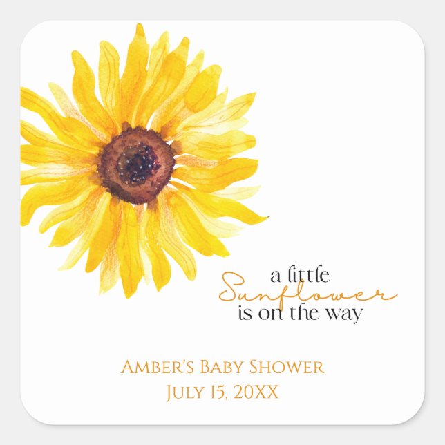 Sunflower Baby Shower Favor Stickers (Vorderseite)