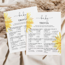 Sunflower Baby Trivia Baby Dusche Spiel