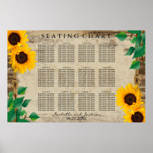 Sunflower Barn Wood  - Seating Chart Poster