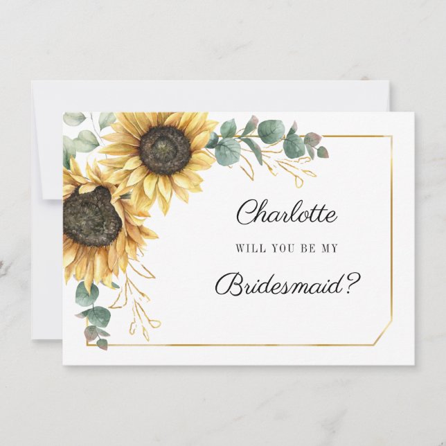  Sunflower Be My Bridesmaid Card Einladung (Vorderseite)