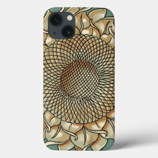 Sunflower Bloom on Blue-green Background Case-Mate iPhone Hülle (Rückseite)