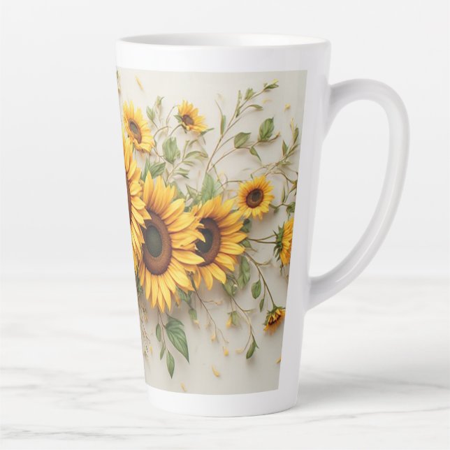 Sunflower Bouquet Botanical Art Milchtasse (Rechts)