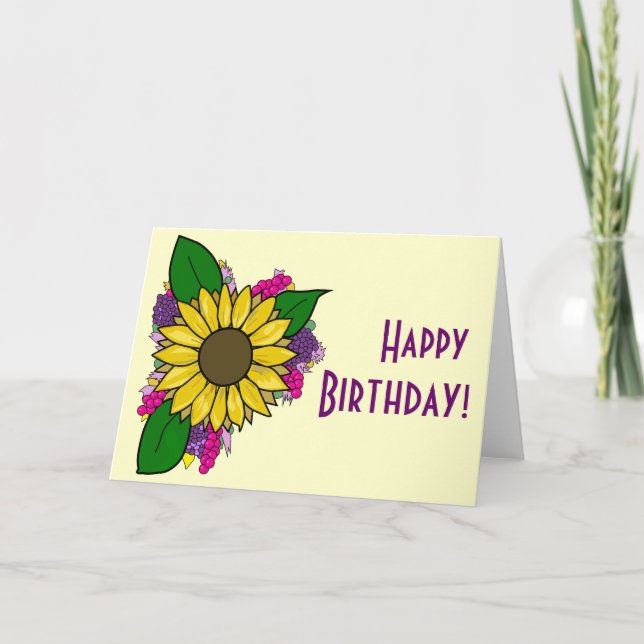 Sunflower Bouquet Card - Happy Birthday Karte (Vorderseite)