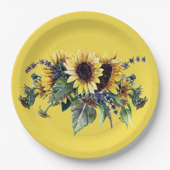 Sunflower Bouquet Pappteller (Vorderseite)
