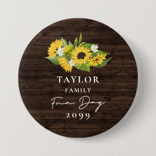Sunflower Bouquet Rustic Wood Family Wiedersehen Button