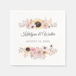 Sunflower Bouquet Wedding Custom Napkins Serviette